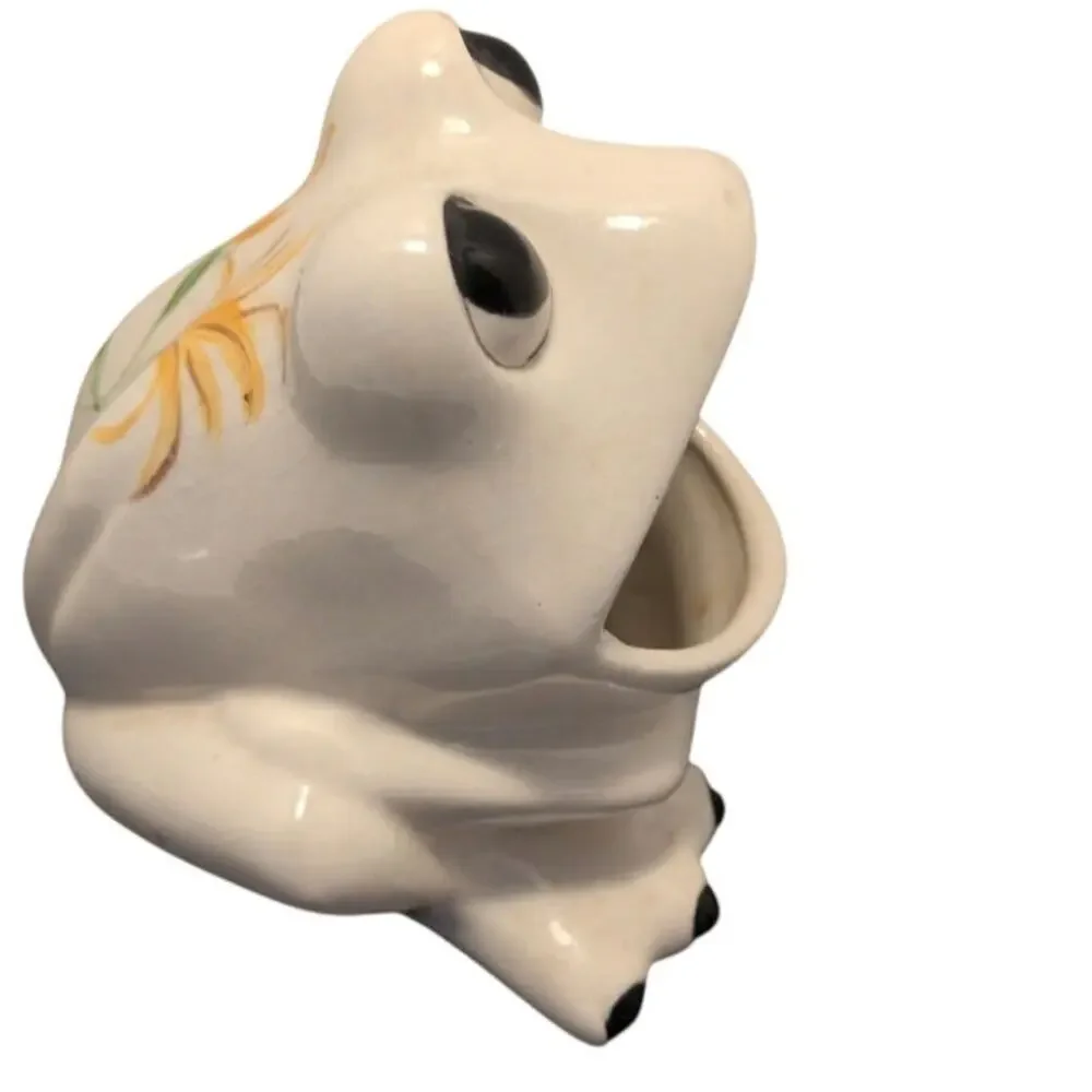 Vintage Ceramic White Frog Sponge Holder 5